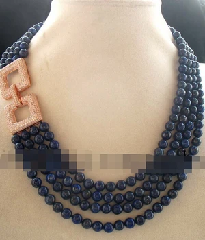 

11.25 4rows lapis lazuli round 6mm necklace 16-19" Discount 35%