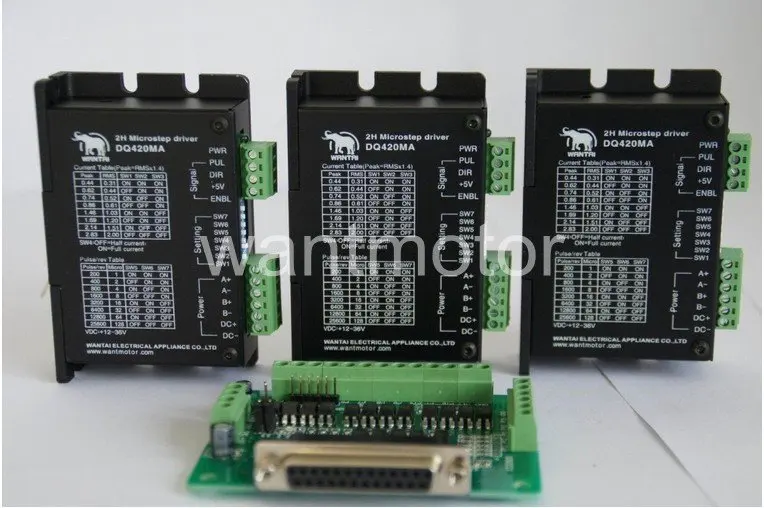

Hot Sell! CNC Router Wantai 3PCS Stepper Motor Driver DQ420MA 1.7A 36V 128Micro 3D Printer Engraver For Nema11 16 17 motor