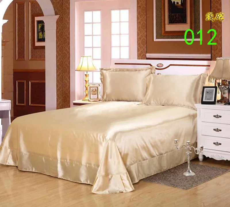 Нефрит-зеленый шелковое King 1 шт. Простыни Детские плоскую кровать Простыни постельное белье Постельные принадлежности Home Hotel 245x250 см постельное белье внутри