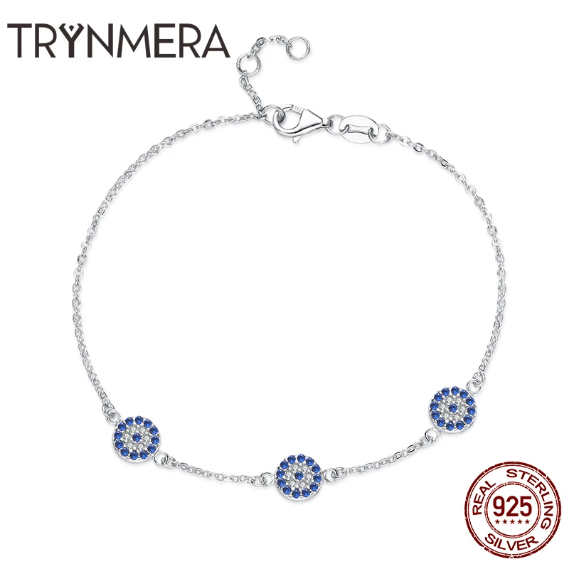 

Evil Eye Femme Bracelets 925 Sterling Silver Blue Eyes Lucky Silver Bracelet for Women Sterling Silver Jewelry Pulseira TB013