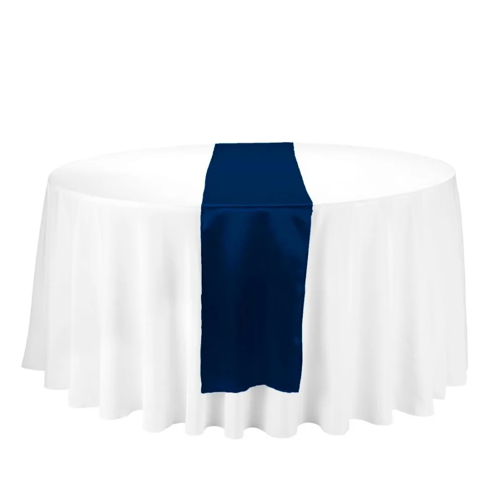 

20Pcs Navy Blue 12" x 108" Elegant Satin Table Runners Table Cloth for Wedding Party Banquet Decoration Free Shipping