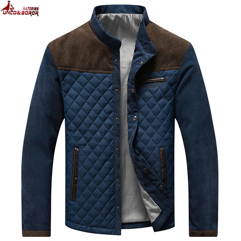 

Spring Autumn Men's Jacket Baseball Uniform Slim Casual Coat Mens Brand Clothing outwear grid spliced Coats Male size M~5XL