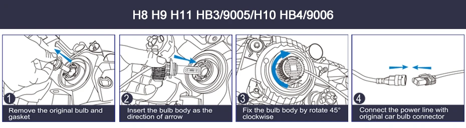 Автомобильный головной светильник H4 H7 Led H1 H3 H8 H9 H11 D1S D2S D2R D3S D4S 9006 HB4 9005 HB3 880 881 72w фары для 6000 К Авто противотуманных фар с возможностью креативного Светильник лампы