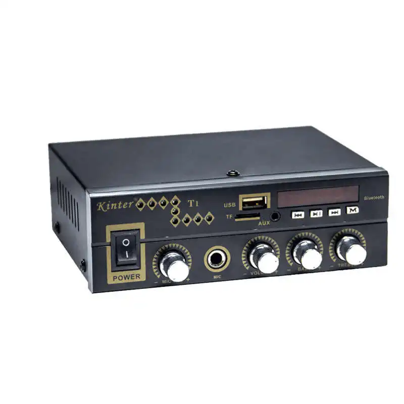 Для Bluetooth T1 2.0CH усилитель мощности аудио с микрофоном/USB/TF/FM/AUX воспроизведение стерео звук управление громкостью низких частот