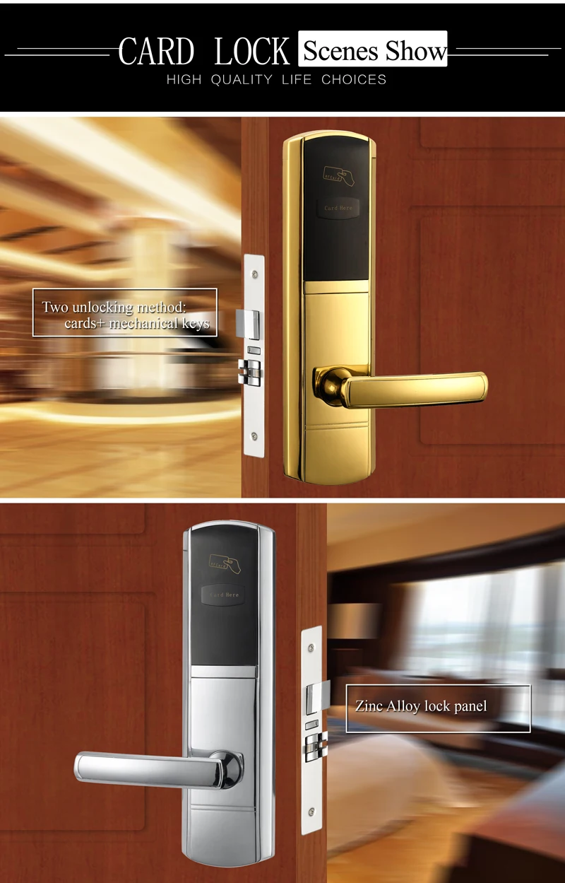 Zinc Alloy Security Digital Door Lock Intelligent RFID Card Electronic Locks For Hotel or Home Smart Entry ZAG1068