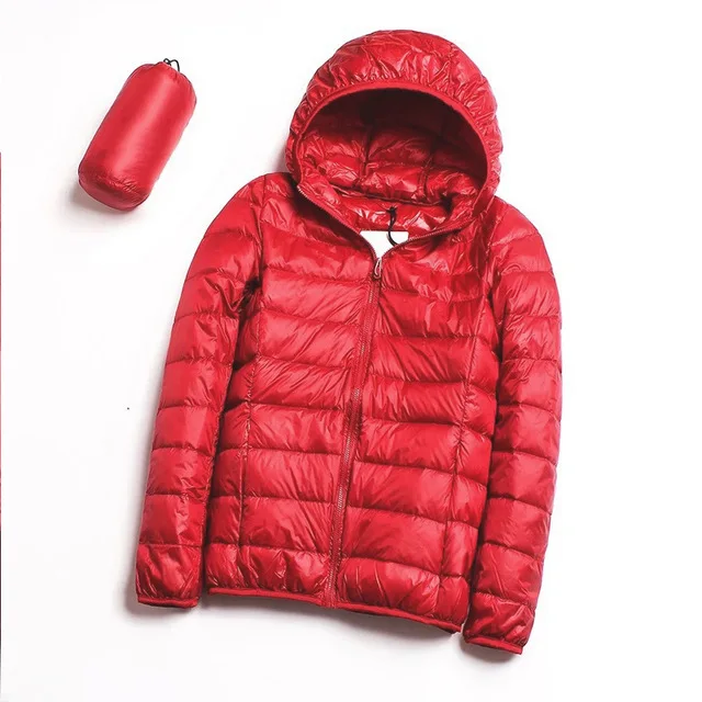 Refire gear, зимний женский пуховик для спорта на открытом воздухе, ультра теплый светильник, пальто с капюшоном, Одноцветный пуховик на утином пуху, портативные походные куртки для женщин - Цвет: Red