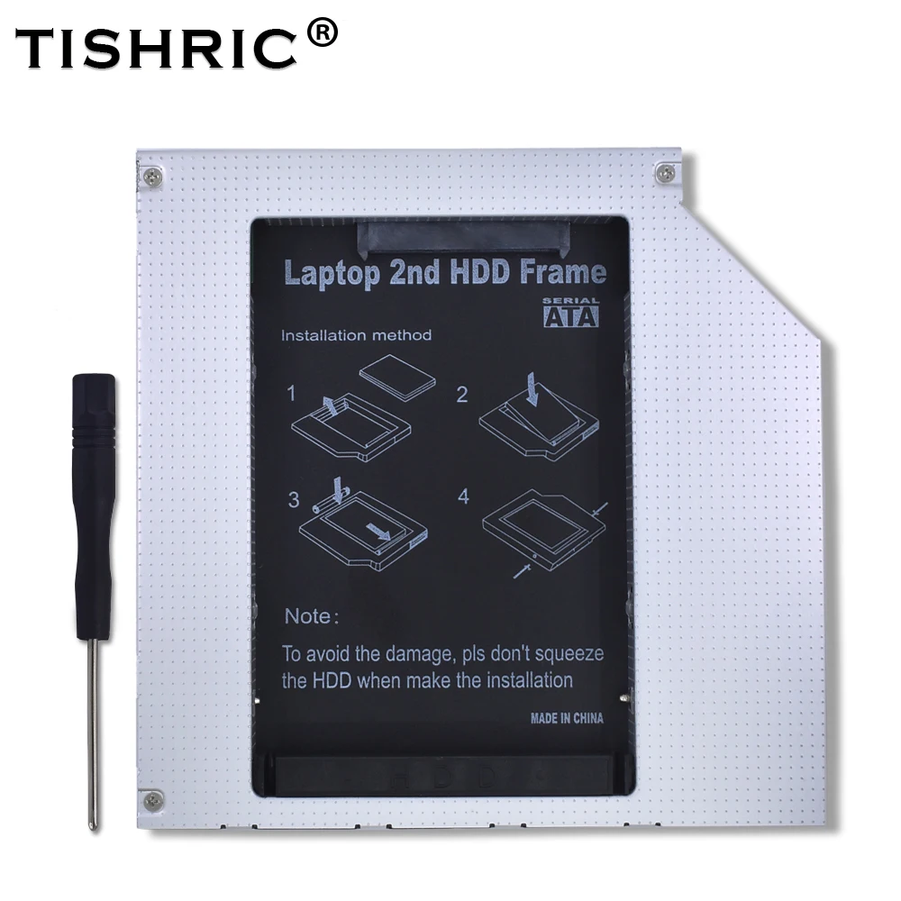 TISHRIC 9,5 мм 2nd HDD Caddy IDE to SATA 2,5 корпус для ноутбука ODD DVD-ROM Optibay адаптер SSD жесткий диск Алюминиевый Чехол