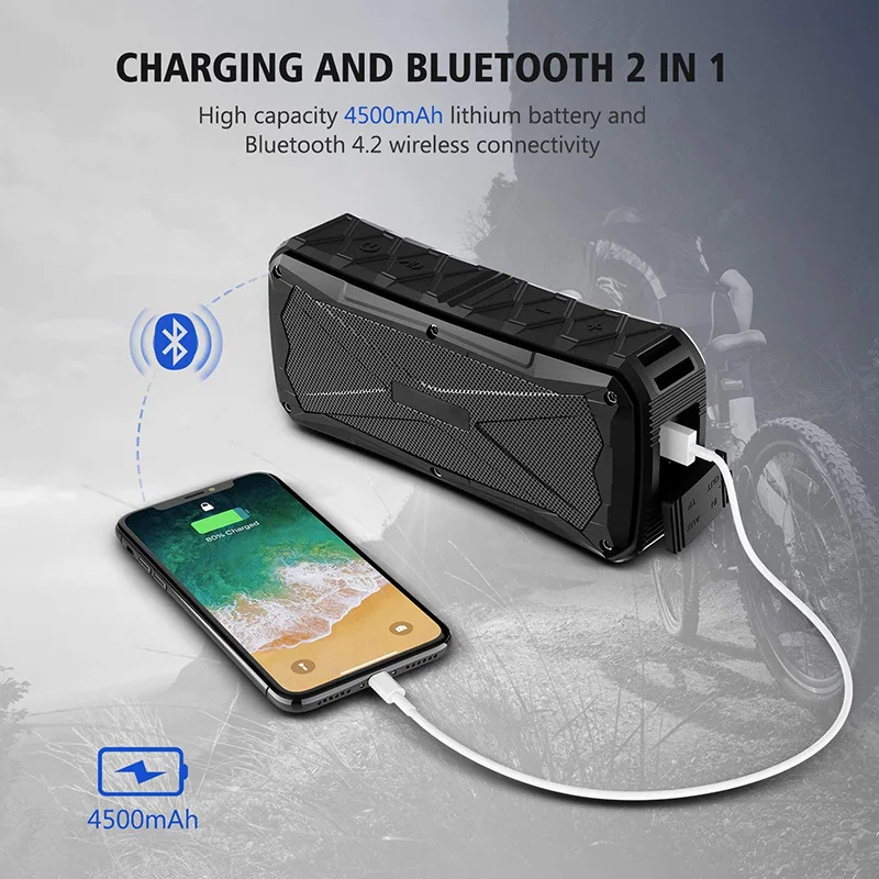 Портативные Bluetooth колонки 20 Вт громкий динамик IPX7 водонепроницаемые наружные для