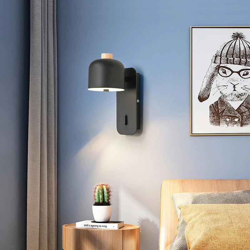 

Nordic modern simple bedroom bedside lamp creative personality study corridor iron wall lamp household led wall lamp sconce bra