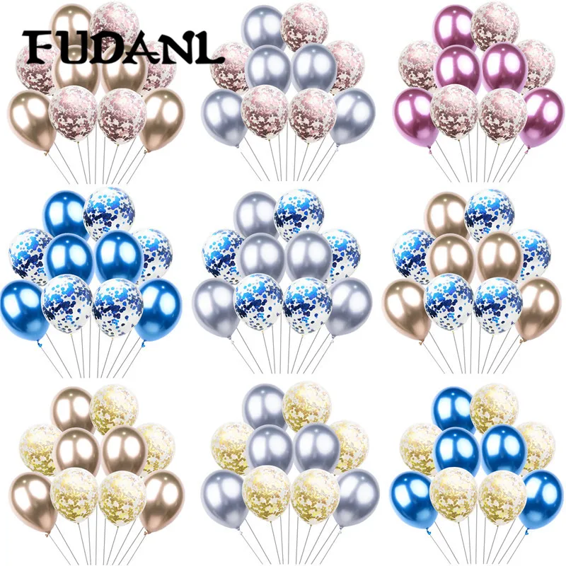 

10pcs 12inch Rose Gold Confetti Balloons Metallic Latex Balloons Birthday Party Supplies Wedding Baby Shower Toys Decorations