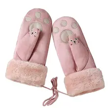 Осенне-зимняя обувь женские толстые теплые перчатки Леди комплект милой детской одежды Зимние перчатки для верховой езды Перчатки, одежда для девочки, жакет из искусственного замша варежки R095