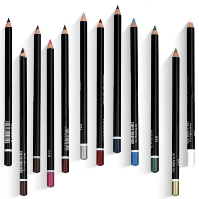 12PCS/Lot Colorful/Black Make Up Beauty Eyeliner Pencil Eyebrow Cosmetics Eyes Liner Women Makeup Pen Tools