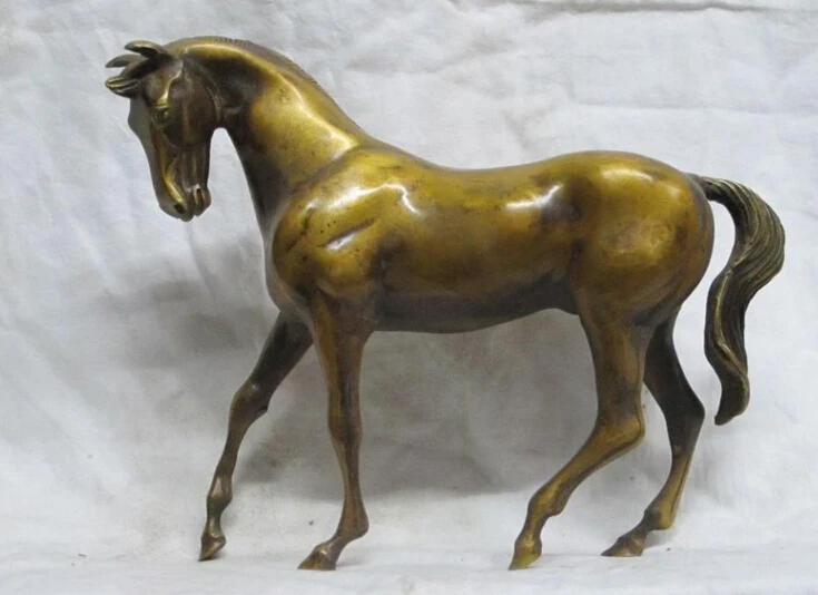 

xd 002364 10.5"Chinese Bronze gilt sculpture graceful elegant swift horse QIAN LI MA St