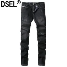 DSEL brand winter thickened men’s jeans men fall and winter stretch of youth straight warm jeans pants large size men trousers