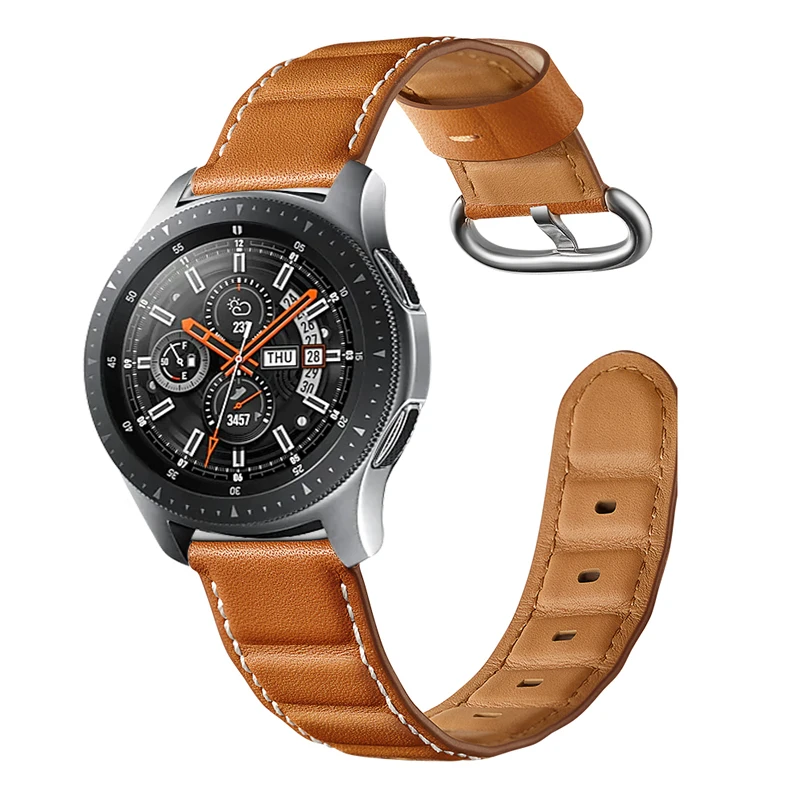 Для samsung Galaxy часы 46 мм Натуральная кожа Бамбук Стиль ремешок для Шестерни S3 кожаный браслет для Amazfit 1/2 huawei часы