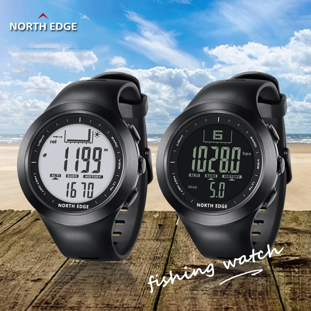 

NORTH EDGE 100M Waterproof Men's Sport Digital Smart Watch Running Fishing Altimeter Barometer Compass Thermometer Weather Clock