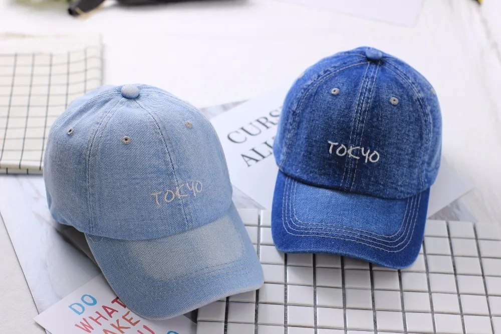 

New Embroidery Letter TOKYO Bone Baseball Caps Hats Denim Adjustable Snapback Hip Hop Unisex dad Hats Gorras