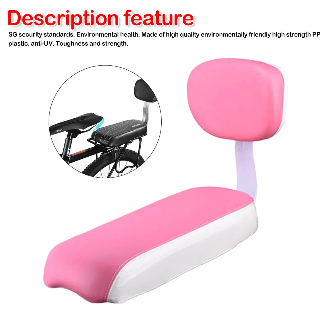 

Bicycle Rear Seat Reclining Chairs Child Bike Seat Cover Rack Rest Cushion With Saddle Back Accessories Parts