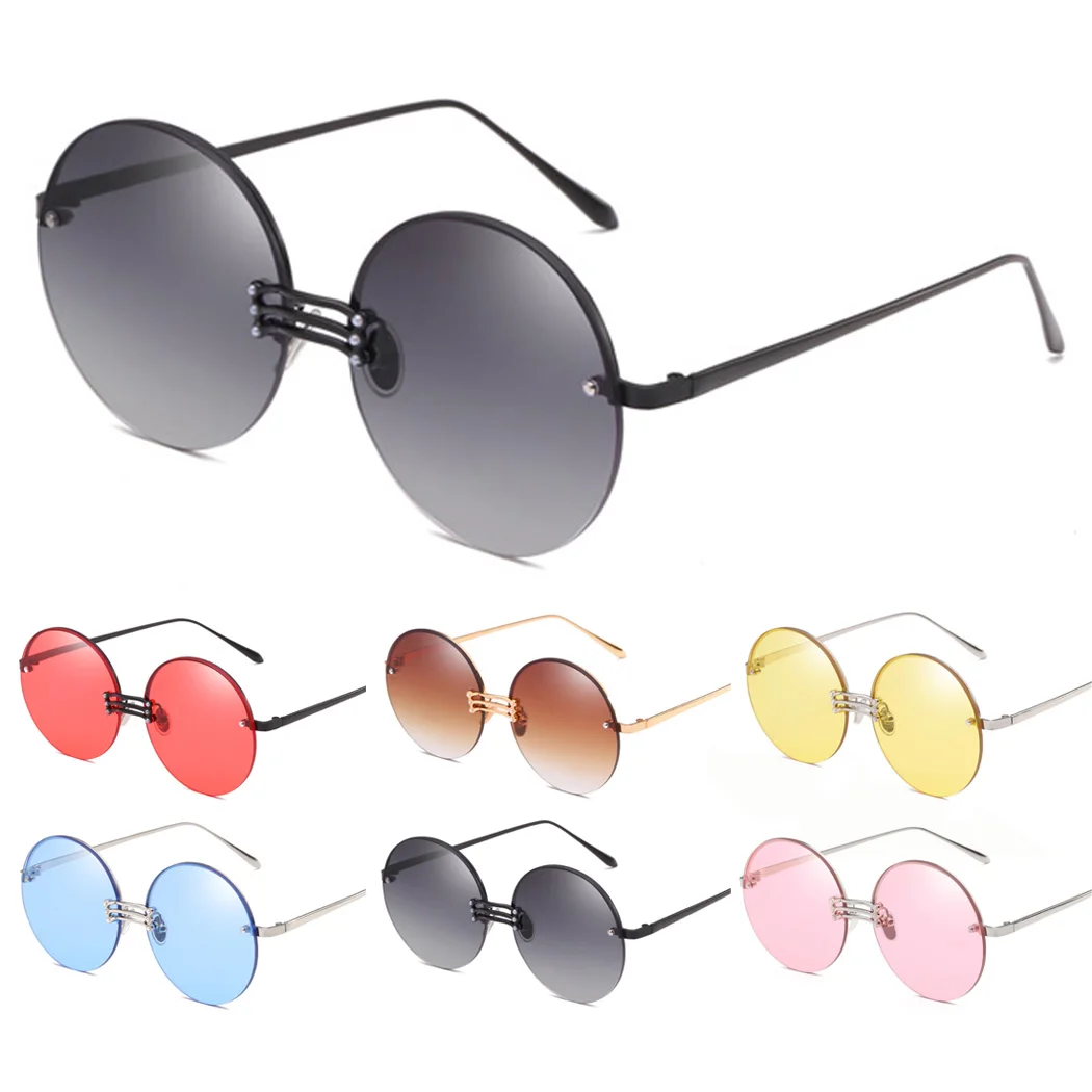 Female Retro Frameless Round Lens Sunglasses Brand Designer Ocean Color Gradient Sunglasses Ladies Club Eyewear UV400 Glasses Female Retro Frameless Round Lens Sunglasses Brand Designer Ocean Color Gradient Sunglasses Ladies Club Eyewear UV400 Glasses