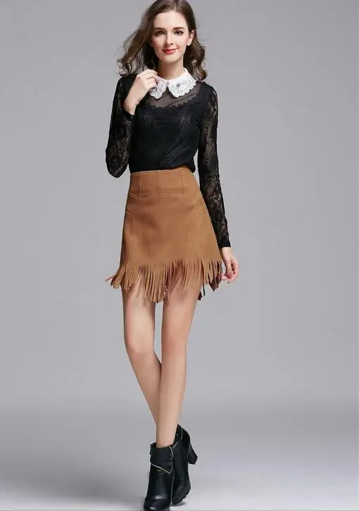 tan tassel skirt