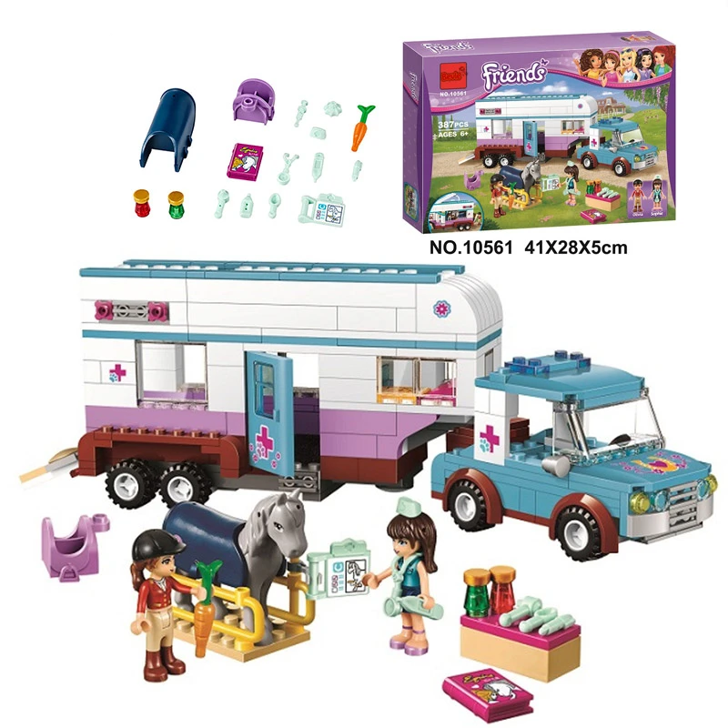 

10561 Bela Friends Series Horse Vet Trailer Touring Car Model Building Block Bricks Compatible With Legoings Friends 41125