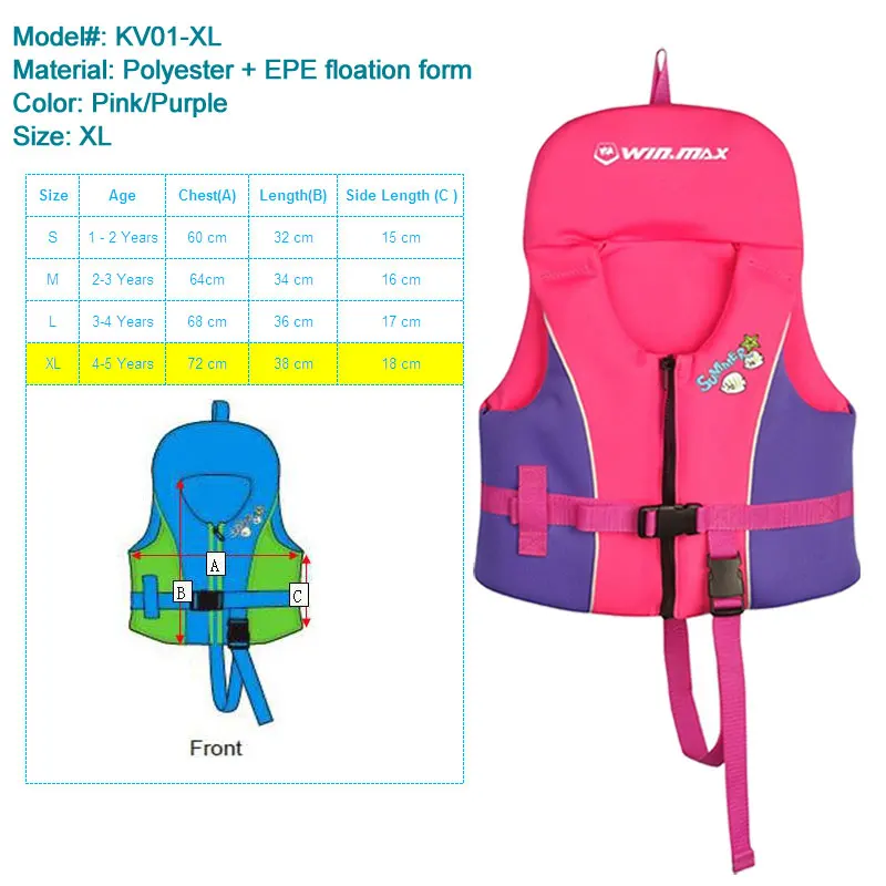 Купальный жилет для детей, начинающих плавать, базовая Спасательная куртка для малышей, детей, неопреновый напечатанный купальник, Flotation w/ремень безопасности - Цвет: KV01XL