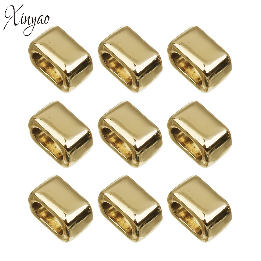 XINYAO 30pcs/lot 5.5X7.5mm Gold Color Square Shape Beads Alloy Metal Perles 3x5mm Big Hole Loose Spacer For Jewelry Making | Украшения и