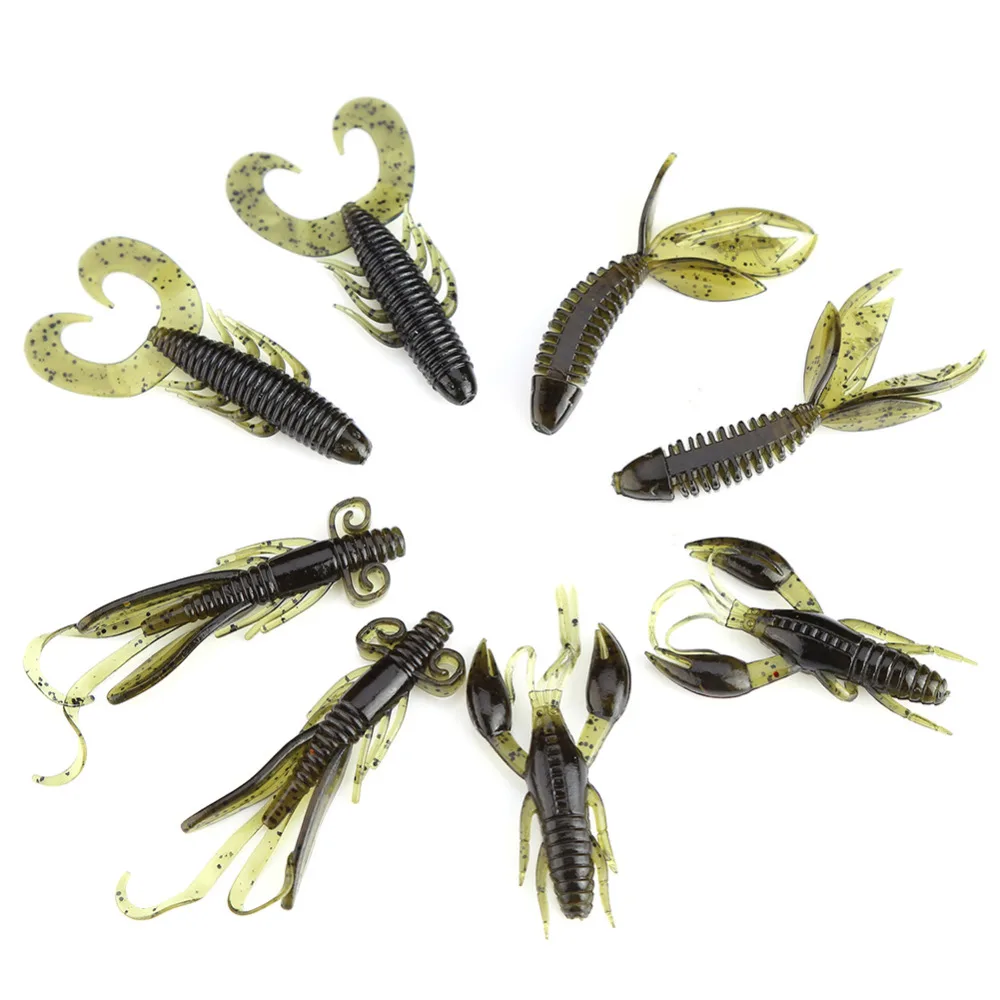 25pcs Silicone Soft Shrimp Baits Sea Fishing Lure Jig Wobbler Swivel
