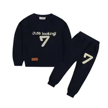 Детская одежда Хлопок спортивный костюм baby boy одежда новорожденного ребенка повезло 7 печатных мальчик комплект одежды повседневная