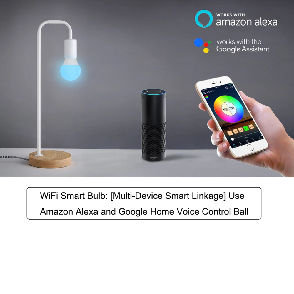 Новая волшебная домашняя Wi-Fi лампа 7 Вт 100-240 В Умный дом Wifi светодиодный светильник E27 RGBW светодиодный светильник конкурентоспособный с Amazon Alexa Google Home