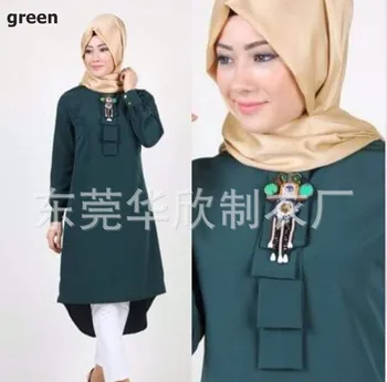 

fashion high quality Islamism girl's top casual chiffon shirt long sleeve blouses tops for muslim women