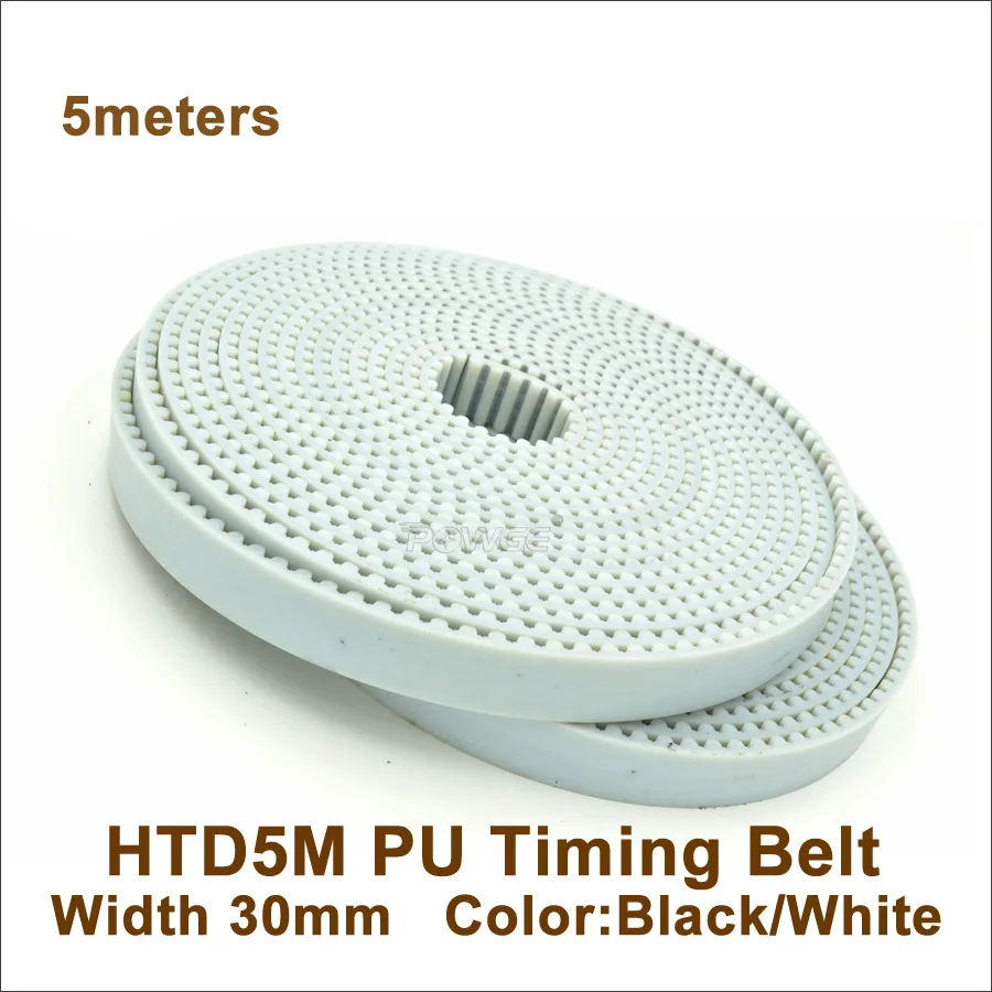 

POWGE 5meters HTD5M 30 PU Open Belt 5M Timing Belt Width 30mm 5M 30 Polyurethane With Steel Core Belt 5M-30 High Quality
