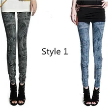 Лидер продаж, модные повседневные леггинсы с имитацией ковбоя, с принтом, высокие эластичные тонкие леггинсы для женщин, синие, черные, хорошее качество, подарки