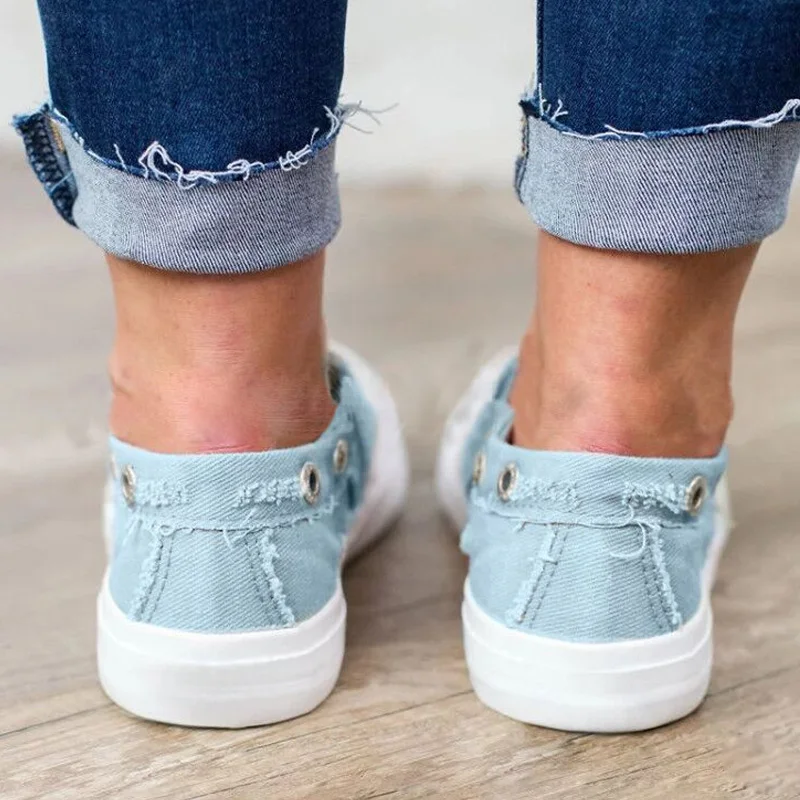 Flats Fashion Zipper Canvas Flats Slip On Shoes Lazajoy