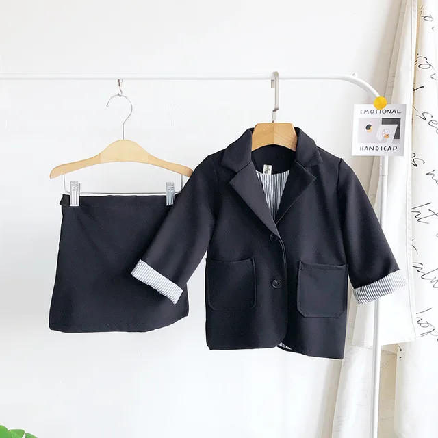 2pcs Toddler Girls Suits for Spring 2019 Blazers Skirts Sets for Baby Girls Children Blazers