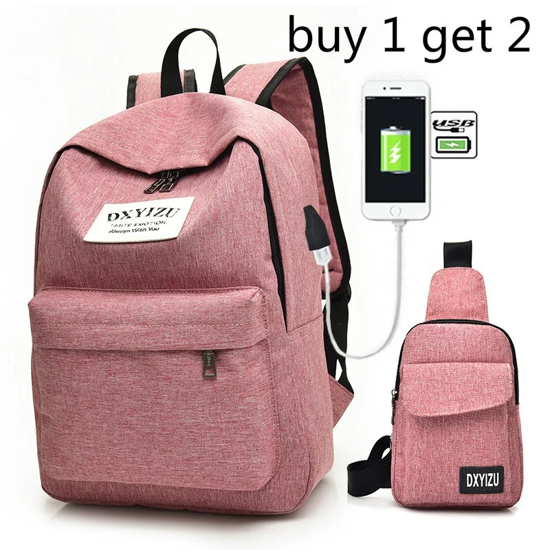 Buy 1 Get 2 USB Charge Backpack Women Travel Waterproof School Bags