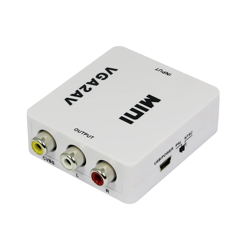 1080P мини VGA в AV RCA конвертер с 3 5 мм аудио VGA2AV/CVBS + конвертор для HDTV PC|mini vga|vga tovga to av rca |
