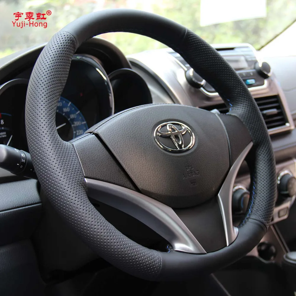 Автомобильные чехлы для рулевого управления для Toyota YarisL Vios- ручная работа искусственная кожа крышка