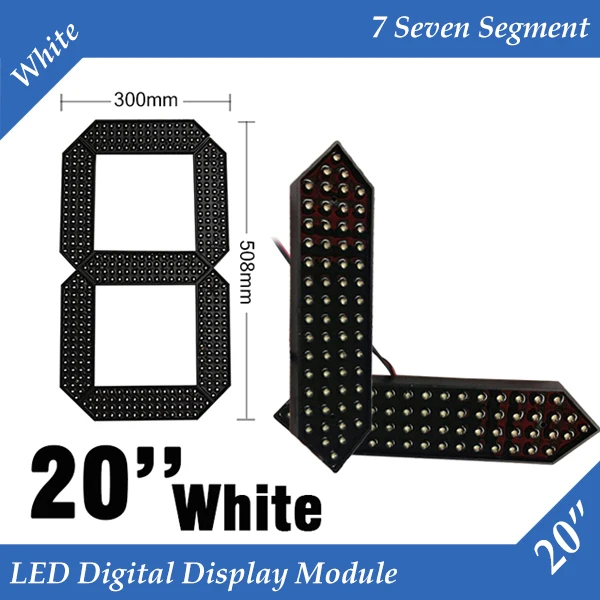 

10pcs/lot 20" White Color Outdoor 7 Seven Segment LED Digital Number Module for Gas Price LED Display module