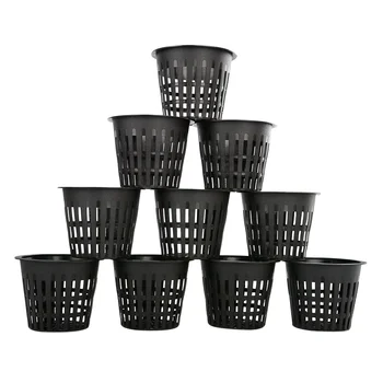 

10X Heavy Duty Black Mesh Pot Net Cup Basket Flower Plant Green Organic Vegetable Grow Clone Cloning Hydroponic 3 inch