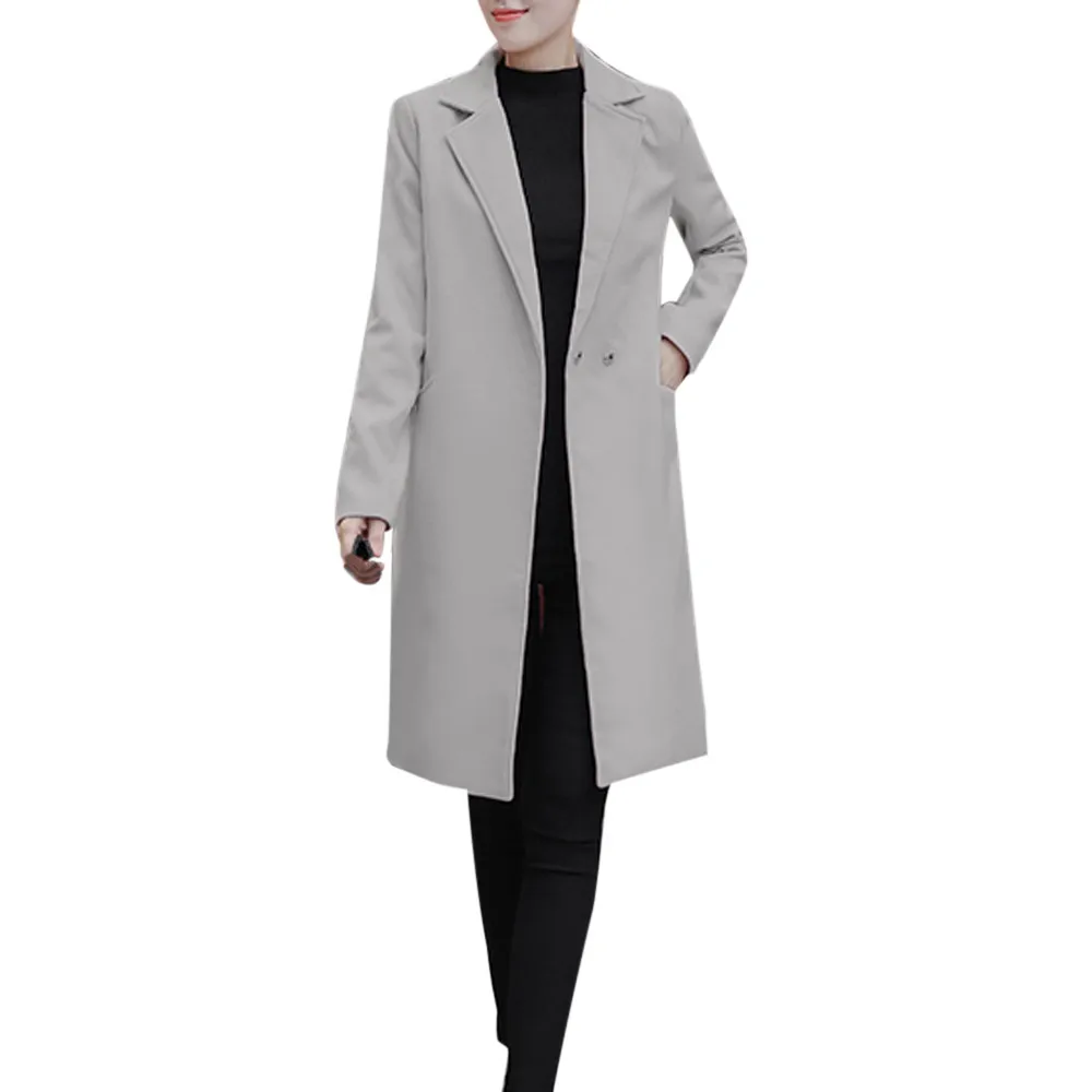 Hxroolrp 2018 Womens Autumn Winter Casual Outwear Parka Cardigan Slim Solid Coat Long Sleeves Overcoat Top Trench Coat Velvet 10