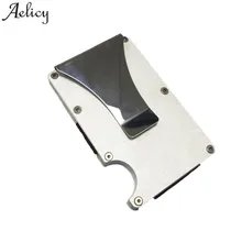 Aelicy, металлический мини кошелек для денег, мужской кошелек с зажимом, брендовый, модный, черный, серебряный, держатель для кредитных карт, ID, с защитой от вора, кошелек