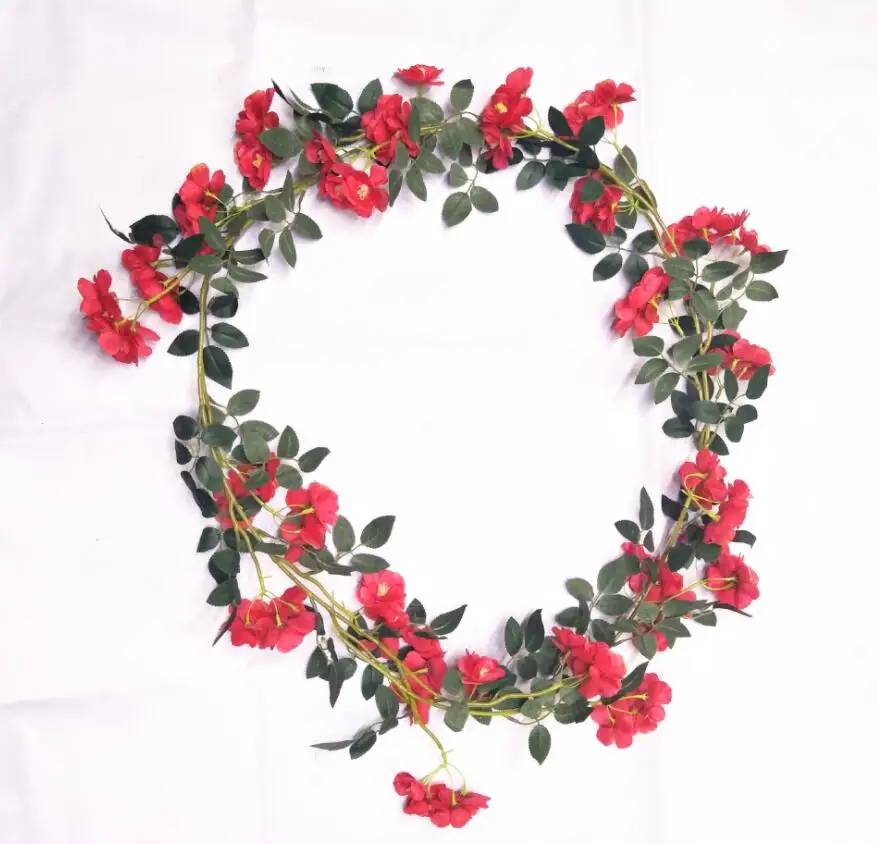 2 шт 2 м Искусственный Роза multiflora цветок Плющ гирлянда шелковая лоза зелень для свадьбы дома декоративные