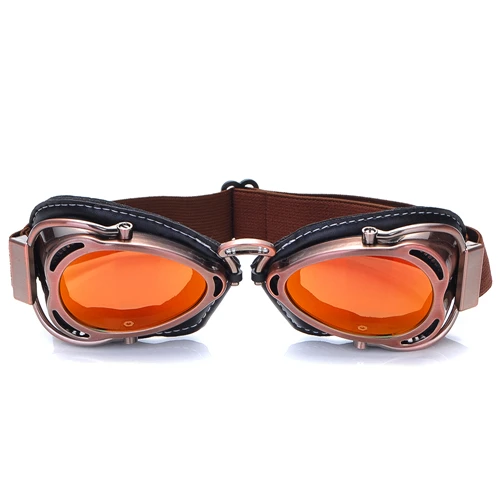BJMOTO красочные винтажные мотоциклетные очки серебряная рамка стимпанк мотокросса очки солнцезащитные очки для Harley очки для мотоциклов - Цвет: Copper Red