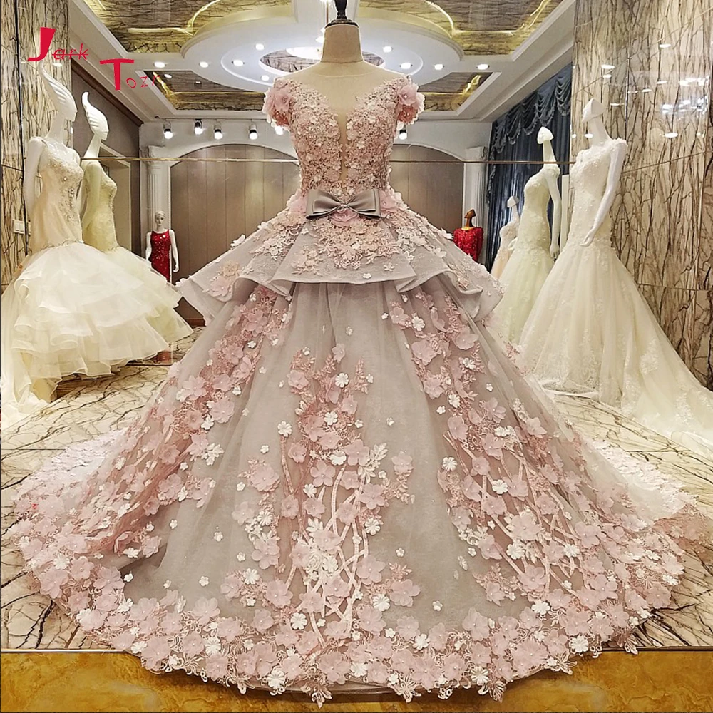 Jark Tozr Vestido de Casamento молния сзади великолепные бальное платье Свадебные платья 2019