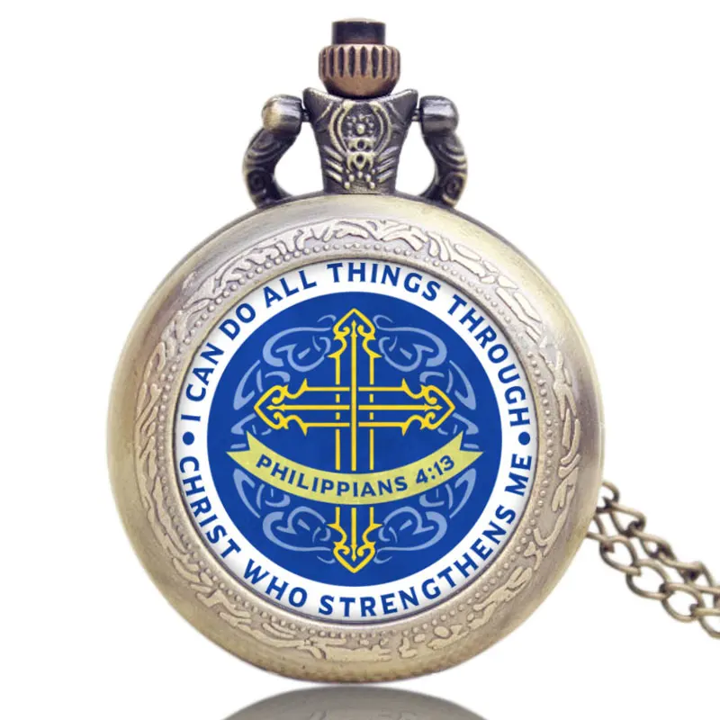 Bible Philippians 413 Jesus Christ Christian Design Pocket Watch