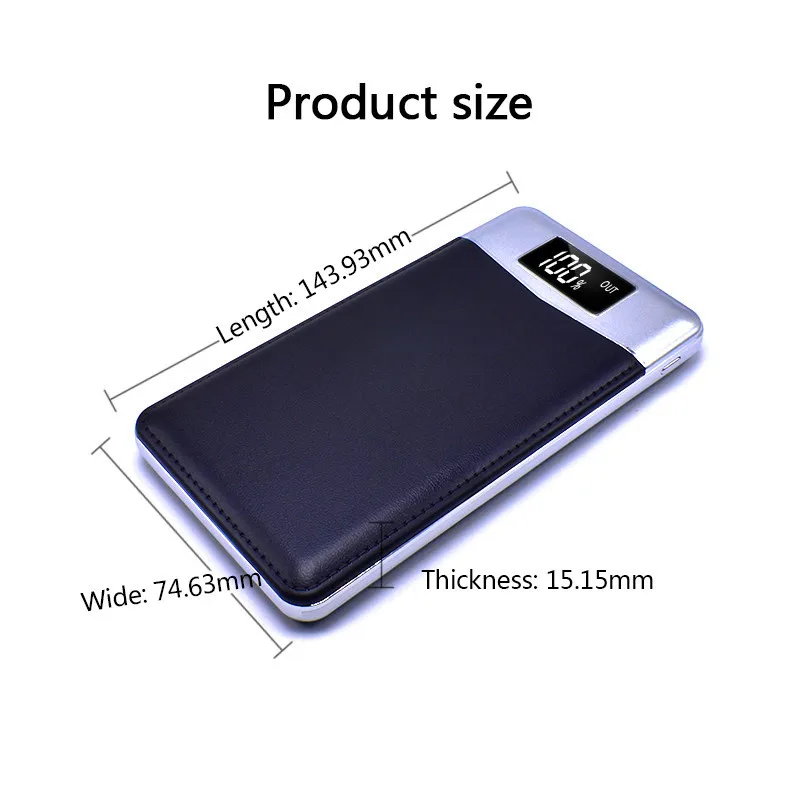 

Power Bank 30000mah Dual-USB + LED Light Digital Display External Battery Portable Fashion Ultrathin Backup Power