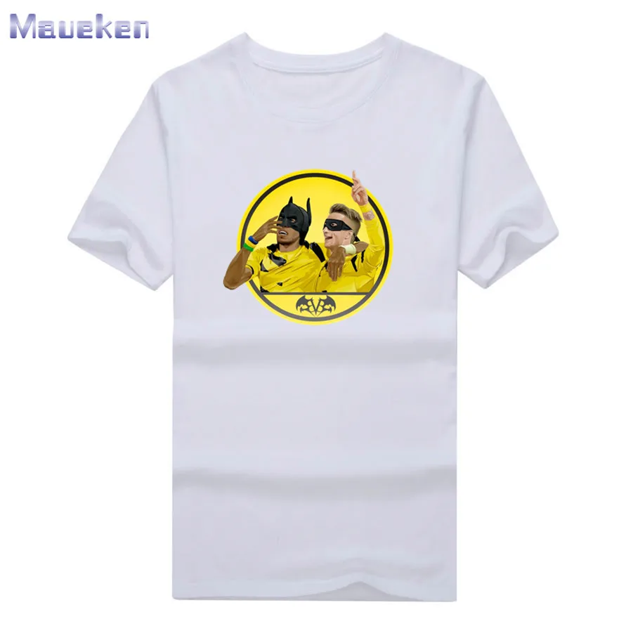 

New Reus and Aubameyang Batman and Robin T Shirt Men Short Sleeve 100% cotton T-shirts for Dortmund fans gift 0318-4