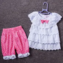 Модные От 0 до 2 лет Повседневное футболка для девочек+ Брюки для девочек Наборы для ухода за кожей хлопковая детская одежда комплект для малышей новорожденных спортивный костюм детская одежда летняя футболка