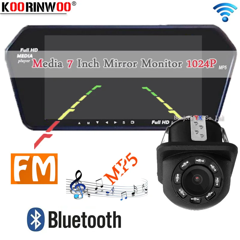 Koorinwoo HD 1024*600 Беспроводной мультимедийный 7 экран зеркальный монитор FM авто Bluetooth MP5 камера заднего вида для парковки